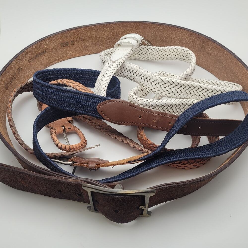 Mixed Belt Lot Braided Leather Canvas Western Boho Vintage Distressed Accessorie - Picture 7 of 13
